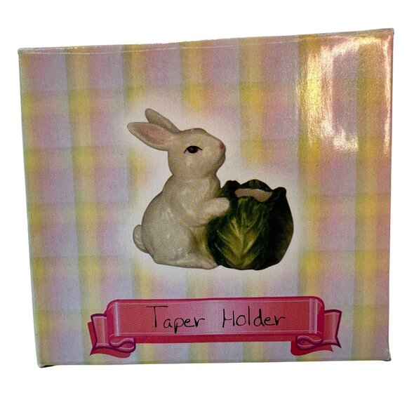 Vintage Rabbit Bunny Cabbage Candle Holder Figurine Easter Spring Original Box - Picture 9 of 10